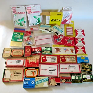 Vintage Bürobedarf Posten Dennison Avery Sterne Etiketten Verstärkungen gummiert GEBRAUCHT - Bild 1 von 19