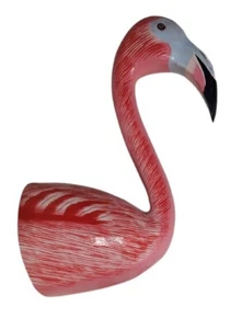 Wall Art LARGE PINK FLAMINGO Statue Sculpture Tropical Island Decor Hand Painted - Picture 1 of 3