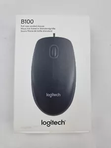 Logitech B100 Wired USB Mouse, 3-Buttons, Optical Tracking, 800 DPI USB PC Mac - Picture 1 of 5