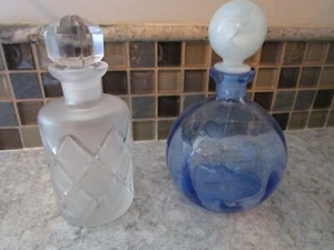 2 schöne Vintage Parfum Flakons Glas Kristall, Blue Diamond - Bild 1 von 11