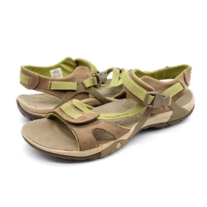 Merrell Sandals Womens 9 Brown Leather Green Sporty Adjustable Otter Open Toe - Picture 1 of 11