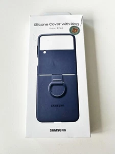 Samsung Véritable Silicone Housse Souple Anneau Téléphone pour Galaxy Z Flip 4 Bleu Marine - Photo 1 sur 7