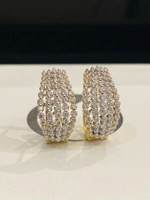 1.79 TCW Round Brilliant Cut Natural Diamonds Hoop Earrings In 585 Fine 14K Gold - Image 1 of 4