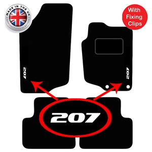 Peugeot 207 2006 Onwards Tailored Black Car Floor Mats Carpets 4pc Set withClips - Picture 1 of 6