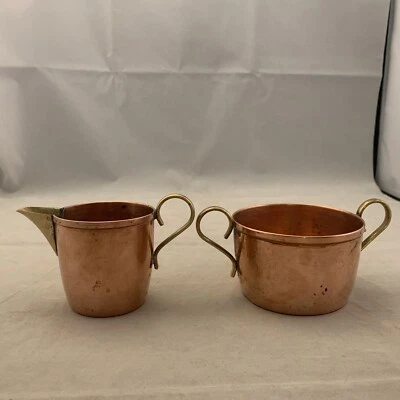 Crema y azucarero vintage de cobre O.H. LAGERSTEDT Hecho en Suecia Eskilstuna Foto 1 de 4