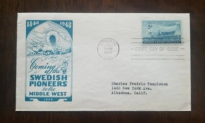 US FDC # 958 Swedish Pioneer Centennial 1948. - Image 1 of 4
