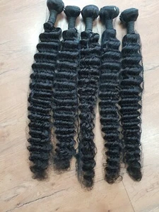 12A CABELLO HUMANO VIRGEN BRASILEÑO CRUDO ONDA PROFUNDA 30+30+30+30 PULGADAS 5PAQUETE 500g 1B - Imagen 1 de 8