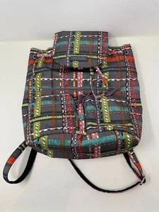 Vera Bradley Midtown Cargo Backpack Bookbag City Plaid Twill Gray New - Picture 1 of 2