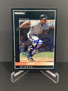 Tarjeta de béisbol Pinnacle 1992 autografiada firmada por Darren Lewis #408 GIGANTES - Imagen 1 de 1