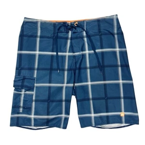 Quiksilver Swim Board Shorts Mens 34 Navy Blue Plaid Breathable Beachy Swimwear - Picture 1 of 11