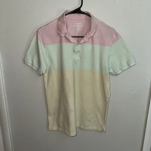 Simply Southern Polo Shirt Mens Medium Yellow Green Pastel Short Sleeve Spring - Picture 1 of 6