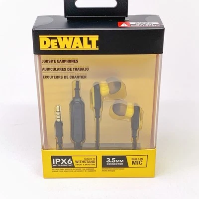 DEWALT JOBSITE EARPHONES w/ Microphone & Shirt Clip (DXMA1909032) New SEALED! - Image 1 of 4