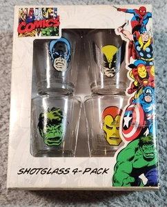 Marvel Comics Schnapsglas Set 4er Pack Wolverine Iron Man Captain America Hulk NEU - Bild 1 von 4