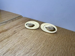 Dupont Chemical Oval Cufflinks Brushed and Polished Gold Tone Adjustable Posts - Picture 1 of 3