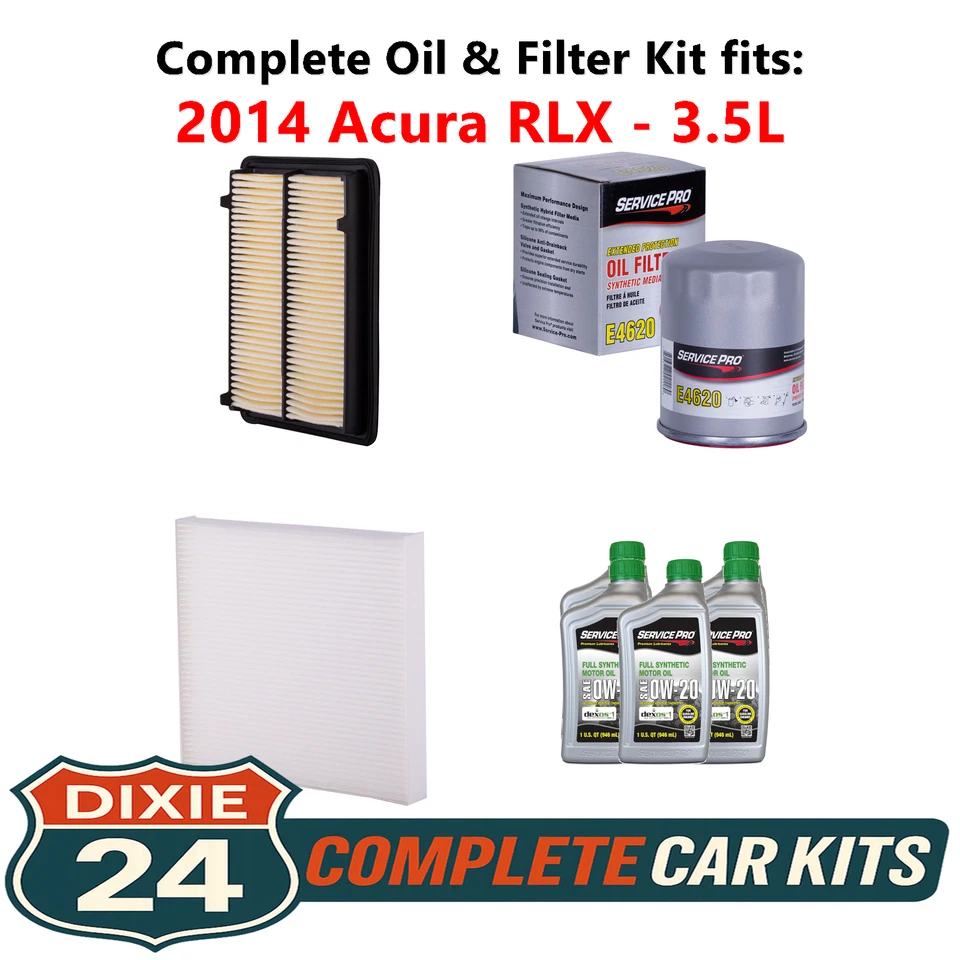 2014 Acura RLX 3.5L Complete Oil, Air & Cabin Filter Kit (0W-20) - Изображение 1 из 4