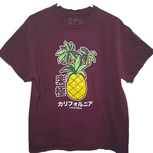 California Pineapple Großes T-Shirt für Erwachsene Burgunderrot Kurzarm - Bild 1 von 5