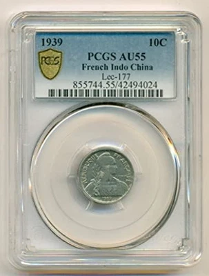 French Indo China 1939 10 Centimes AU55 PCGS - Image 1 of 4