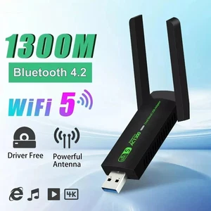 1300Mbps USB WIFI Adapter Wireless Network Dongle Dual Band 5G Bluetooth - Picture 1 of 12