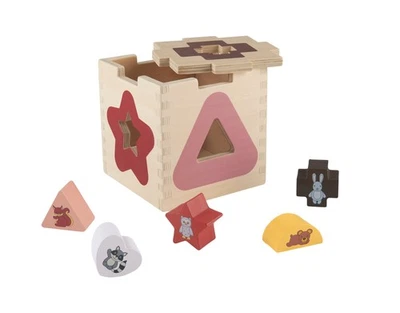 PLAYTIVE(LIDL ASIA PTE. LIMITED) Playtive Spiel Motorik Waldtiere Holz Steckspiel rot 13,7x13,7x13,7 cm ab 1 Jahr