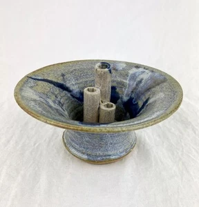 Vintage Art Pottery Ikebana Vase Flower Frog Bowl Artisan Stoneware Hand Thrown - Picture 1 of 10