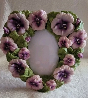 Цветок фоторамка фиолетовый фото - 5 "x 3,25" сердце цветочный на фантазии рамки - Изображение 1 из 4