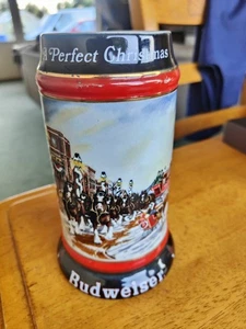 Vintage Budweiser Beer Stein 1992 A Perfect Christmas I - Picture 1 of 4