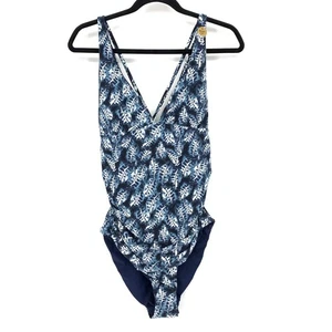 NipTuck Swim Einteiler Badeanzug Damen Gr. 10 Multi Fit Cup blau weiß Print NEU - Bild 1 von 6
