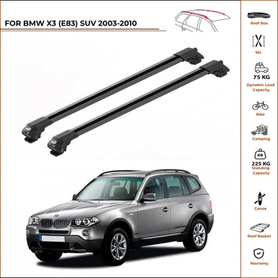 BMW X3 (E83) SUV 2003-2010 BODY ROOF RAILS BLACK PERFECT FIT 51137052538 - Image 1 of 4