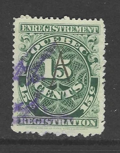 Bigjake: Quebec, QR- 18,  15 cent Registration Stamp - Revenue - Picture 1 of 2