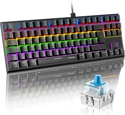 TECKNET Mechanical Gaming Keyboard Tenkeyless Outemu Blue Backlit Switch Italian - Bild 1 von 4