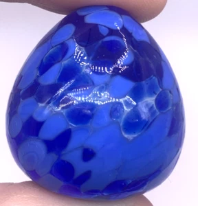 Art Glass Egg Miniature Blue Speckled Paperweight 1.25" Tall - Picture 1 of 4