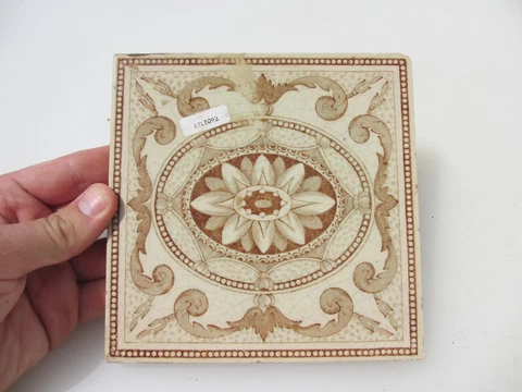 Vintage Ceramic Tile Floral Flowers Rococo Leaf Adam Style Old Antique England Cover