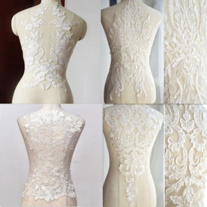 Weiß große Blume Spitze Applikation bestickt Nähen Braut Hochzeit Kleid Patch - Bild 1 von 16