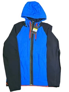 NWT Nike Sports Neon Black Blue Mens Full-Zip Hooded Windbreaker Jacket Size: S - Picture 1 of 11