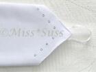 #G9 LONG WHITE MATTE NO SHINE FINGERLESS BRIDAL GLOVES - with clear crystals