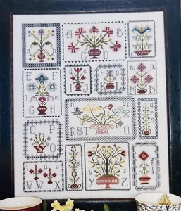 New Rosewood Manor POTS OF FLOWERS Cross Stitch Pattern Chart - Picture 1 of 6