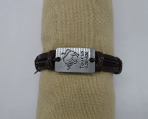 TAURUS leather bracelet brown zodiac medal adjustable - Picture 1 of 6