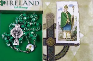 St Patricks Day Rosary Beads Irish Blessing Prayer St Patricks Day Shamrocks - Picture 1 of 1