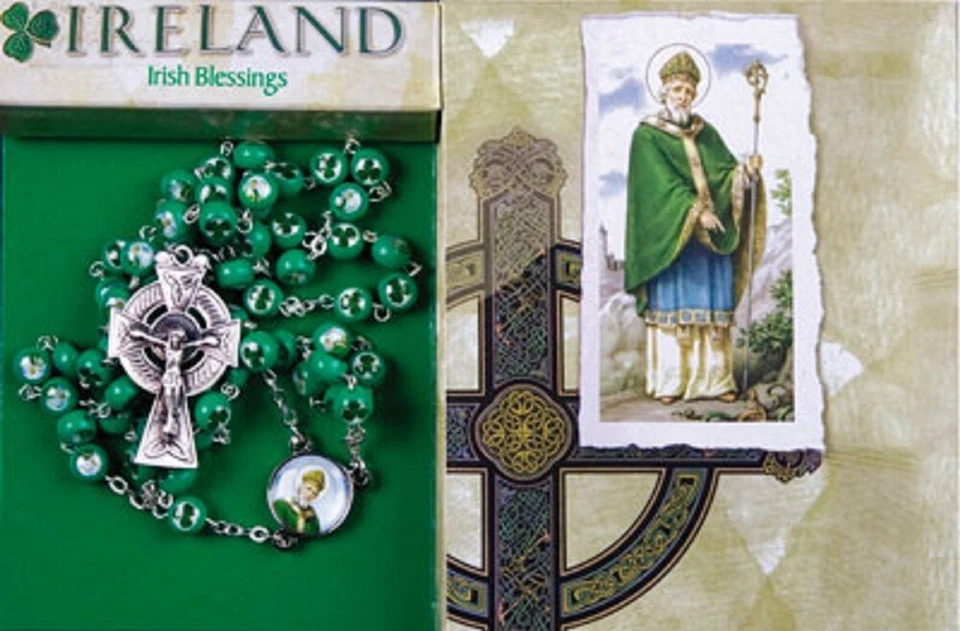 St Patricks Day Rosary Beads Irish Blessing Prayer St Patricks Day Shamrocks  - Image 1 of 1