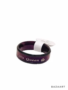 His Queen Purple Stainless Steel Couple Lover Engagement Band Ring Jewelry SZ 7 - Picture 1 of 24