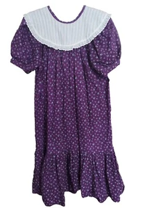 Vtg Prairie Farm MODEST Dress Costume Small Calico Purple - Picture 1 of 5