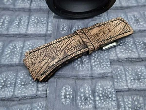 24mm/24mm Brushed Ostrich leg Leather Watch Band Minimalist Design - Picture 1 of 10