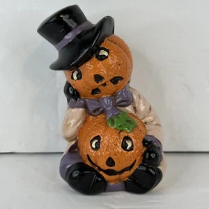 Halloween Vintage Jack-o-Lantern Ceramic Decor Fall 4” Pink Orange - Picture 1 of 5