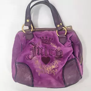 Borsa Juicy Couture vintage manico superiore viola nuova NOS Y2K tessuto pelle - Foto 1 di 8