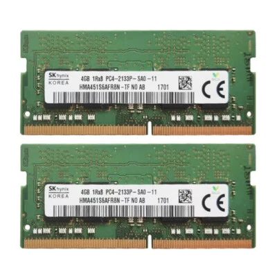 Hynix 8GB 2X4GB DDR4 2133MHz PC4-17000 260-Pins SODIMM Memory Ram HMA451S6AFR8N - Image 1 of 4