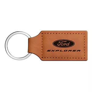Ford Explorer Rectangular Brown Leather Key Chain - Picture 1 of 5
