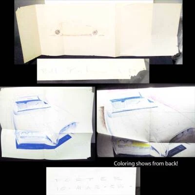 Bill Porter raro par de dibujos de concept car de General Motors de los años 50 Foto 1 de 4