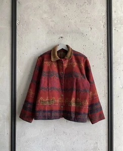 Vintage 80's Woolrich Wool Multicolor Jacket Made In Usa Size M - Picture 1 of 10