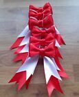 6  Red/white 5cm  satin ribbon bows sewing crafts brand new