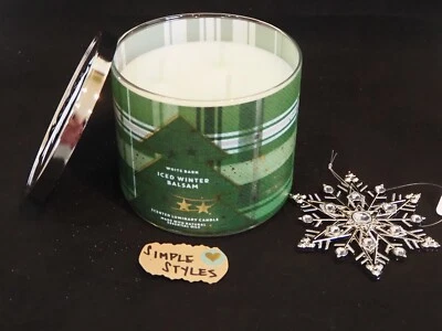 Bath & Body Works BÁLSAMO DE INVIERNO HELADO 3 Mechas Vela y Copo de Nieve Topper Juego de 2 piezas Foto 1 de 4